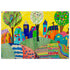 Whimsical colorful village folk landscape 