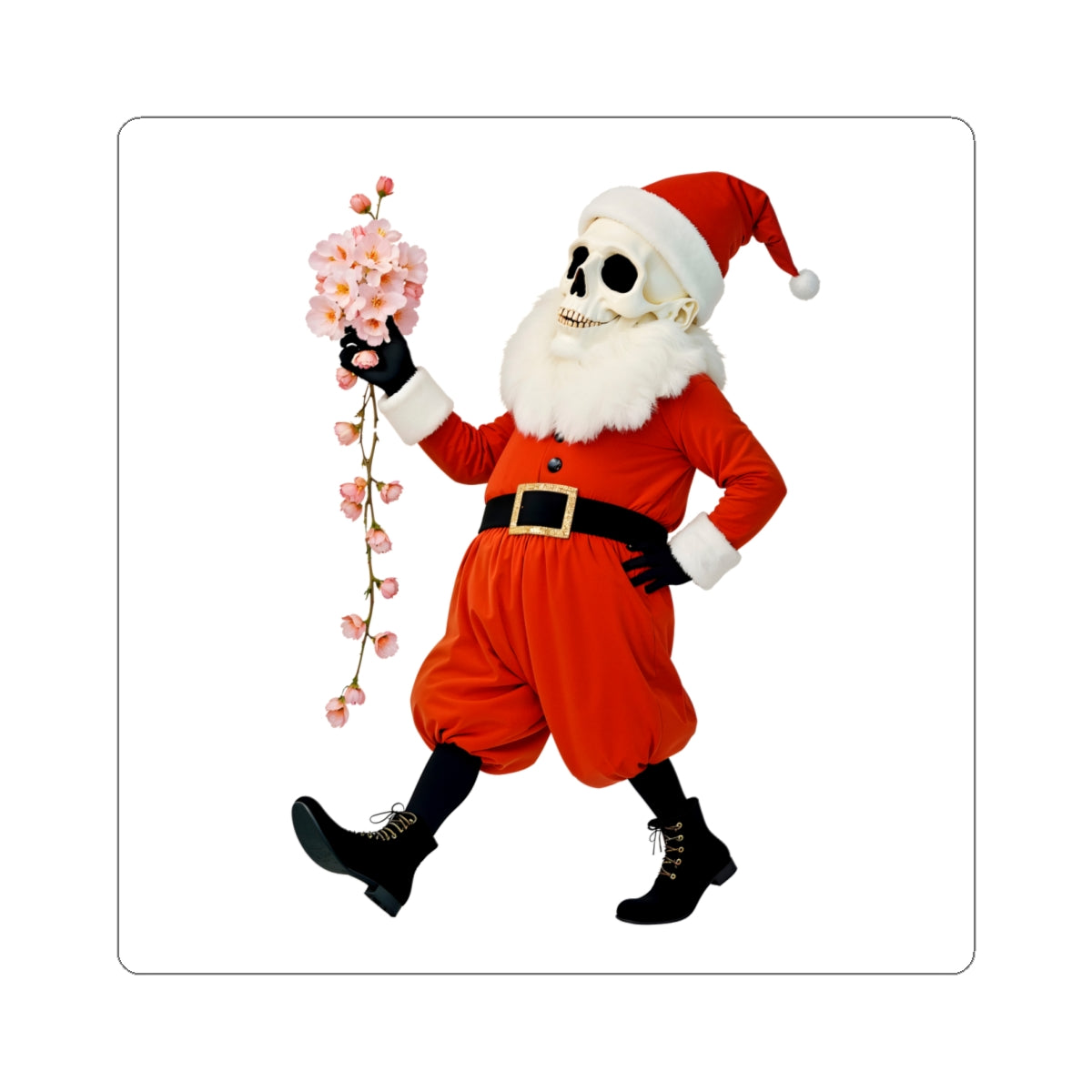 Festive Skeleton Santa Stickers Christmas Ghost Decal For Gift Giving, Floral Christmas Sticker – product image 3