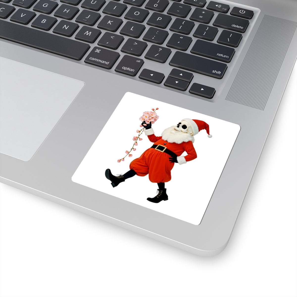 Festive Skeleton Santa Stickers Christmas Ghost Decal For Gift Giving, Floral Christmas Sticker – product image 5