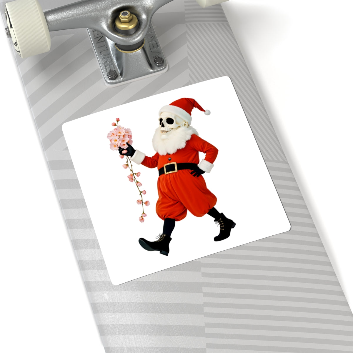 Festive Skeleton Santa Stickers Christmas Ghost Decal For Gift Giving, Floral Christmas Sticker – product image 9