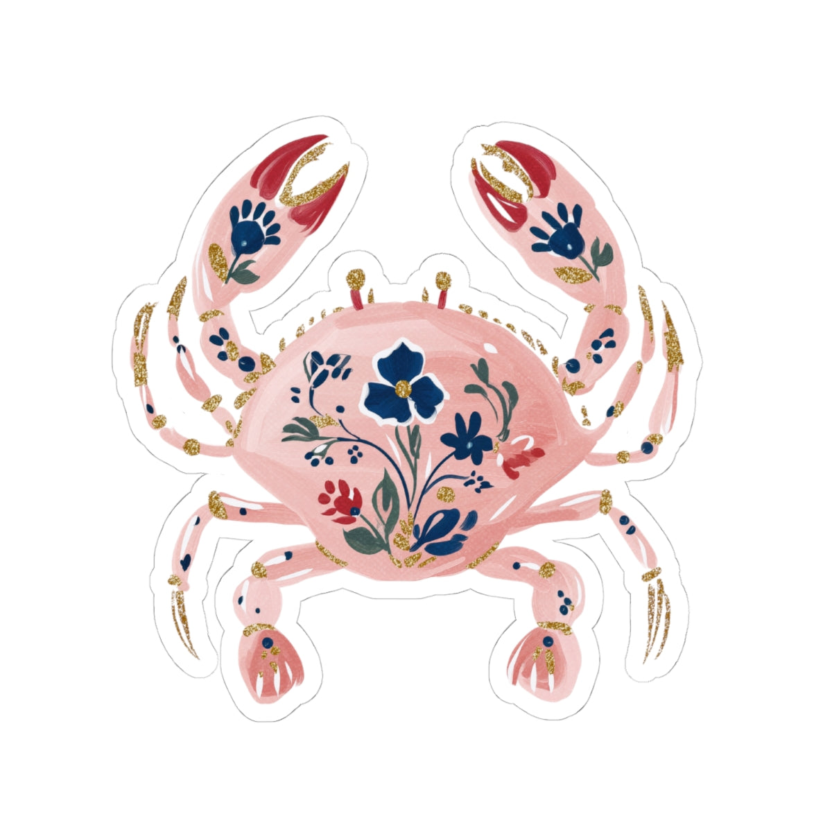 Floral Crab Sticker Pink Flower Decal For Travel Journal Sticker Summer Vacation Stickers For