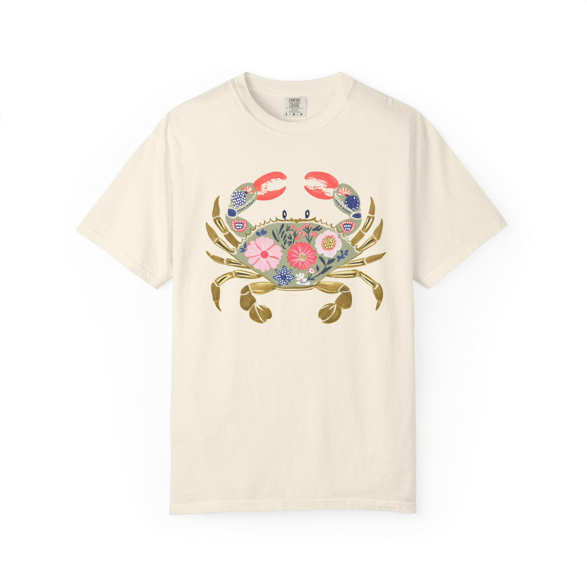 Floral Crab T Shirt Coastal Beach Tee Summer Vacation Outfit Seafood Lover Gift For Sister Nautical – product image 2