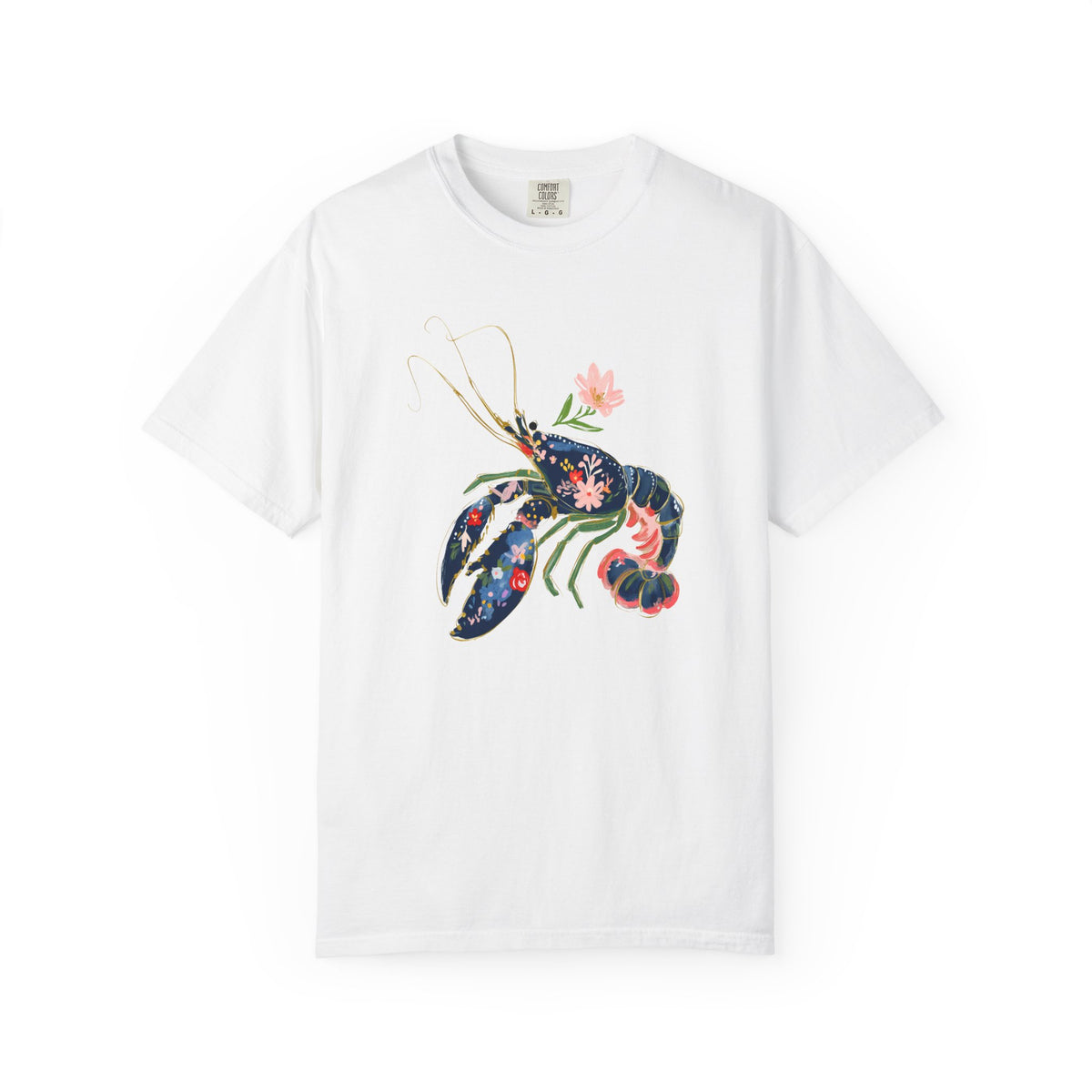 Floral Lobster T Shirt Nautical Sea Life Tee Coastal Gift For Sister Botanical Ocean Graphic Beach