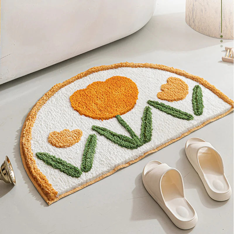 shaggy flower shaped rug alternate detail and styling image
