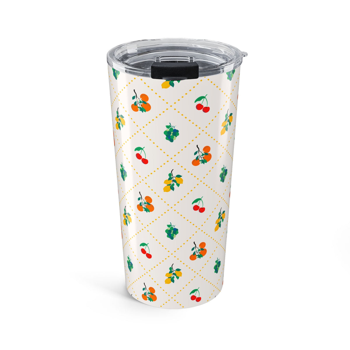 Fruit Pattern Tumbler Italian Summer Travel Mug Cherry Lover Gift Mediterranean Cup Sicilian Vibes