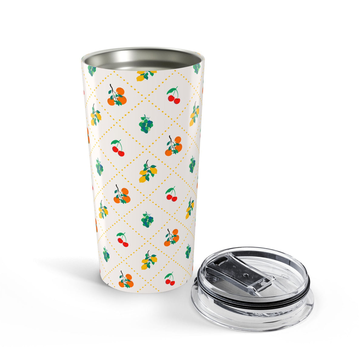 Fruit Pattern Tumbler Italian Summer Travel Mug Cherry Lover Gift Mediterranean Cup Sicilian Vibes – product image 2