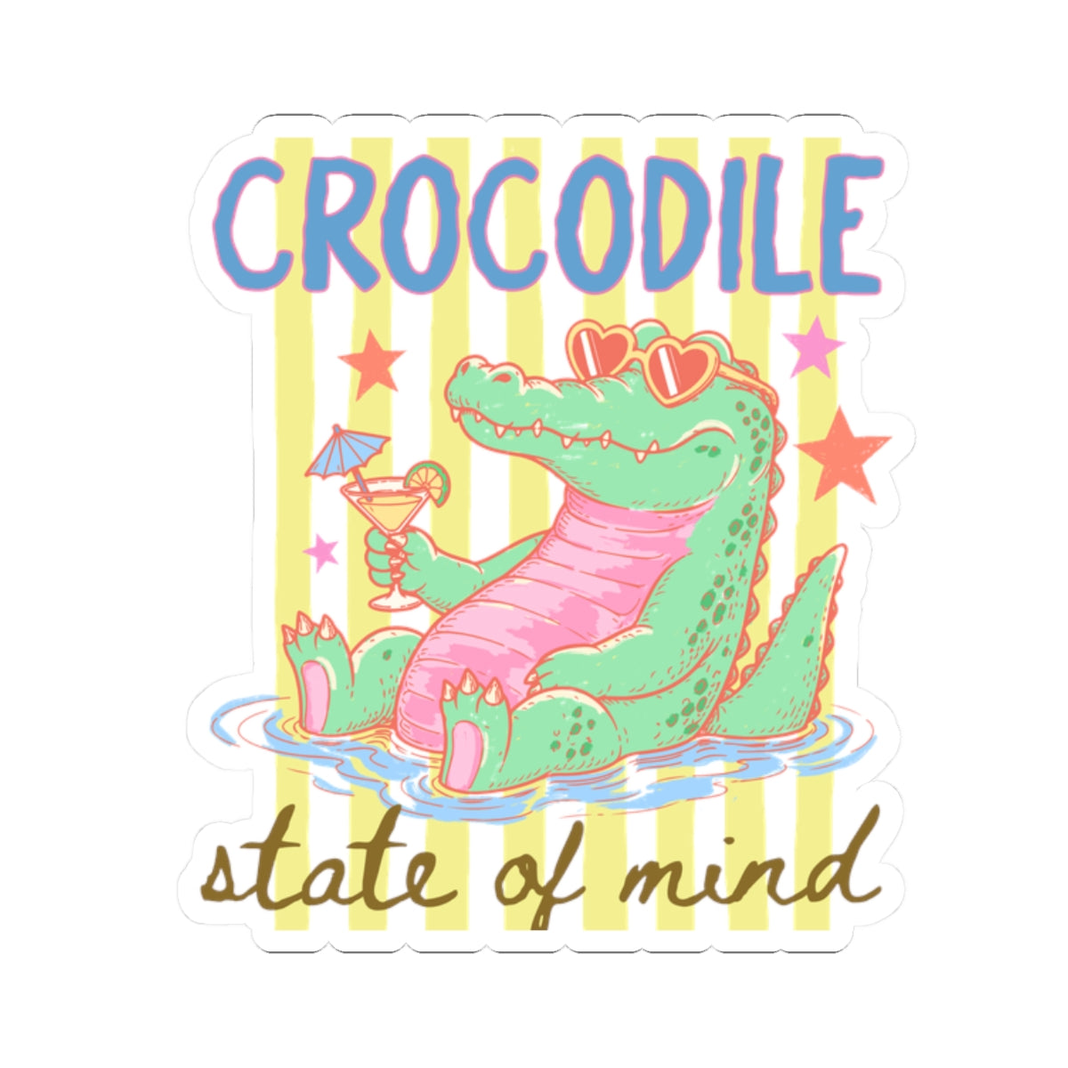 Funny Crocodile Sticker For Summer Decal Retro Poolside Animal Decal For Animal Lover Gift Crocodile