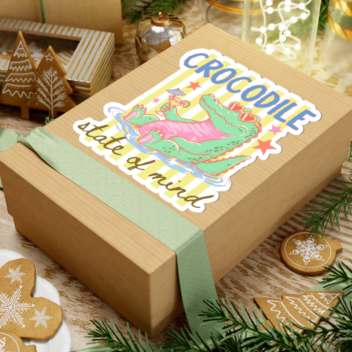 Funny Crocodile Sticker For Summer Decal Retro Poolside Animal Decal For Animal Lover Gift Crocodile – product image 12