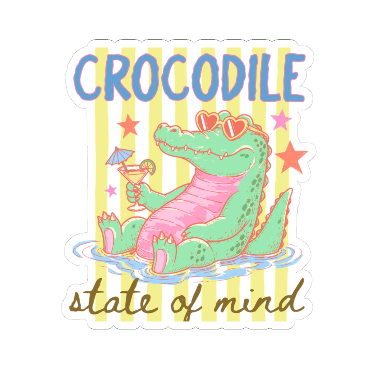 Funny Crocodile Sticker For Summer Decal Retro Poolside Animal Decal For Animal Lover Gift Crocodile – product image 2