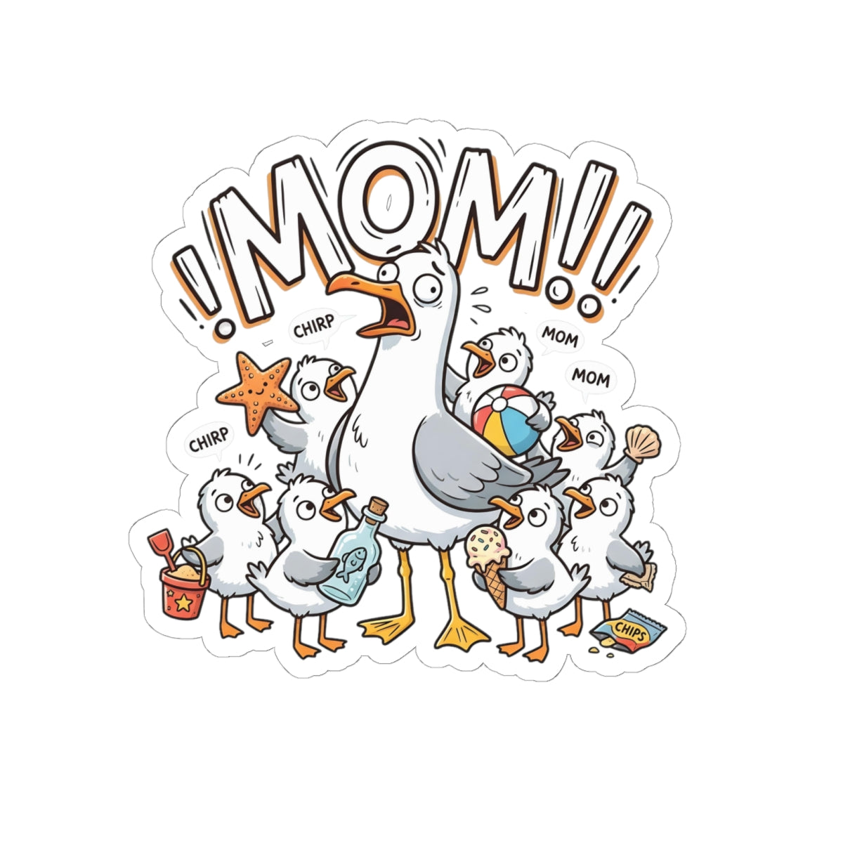 Funny Seagull Mom Sticker For Stressed Mom Gift Chaotic Beach Parenting Decal Gift For Mom Silly – product image 4