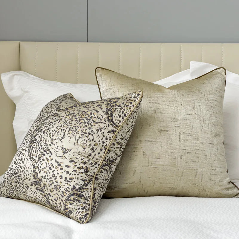 gold brown leopard cushion alternate detail and styling image