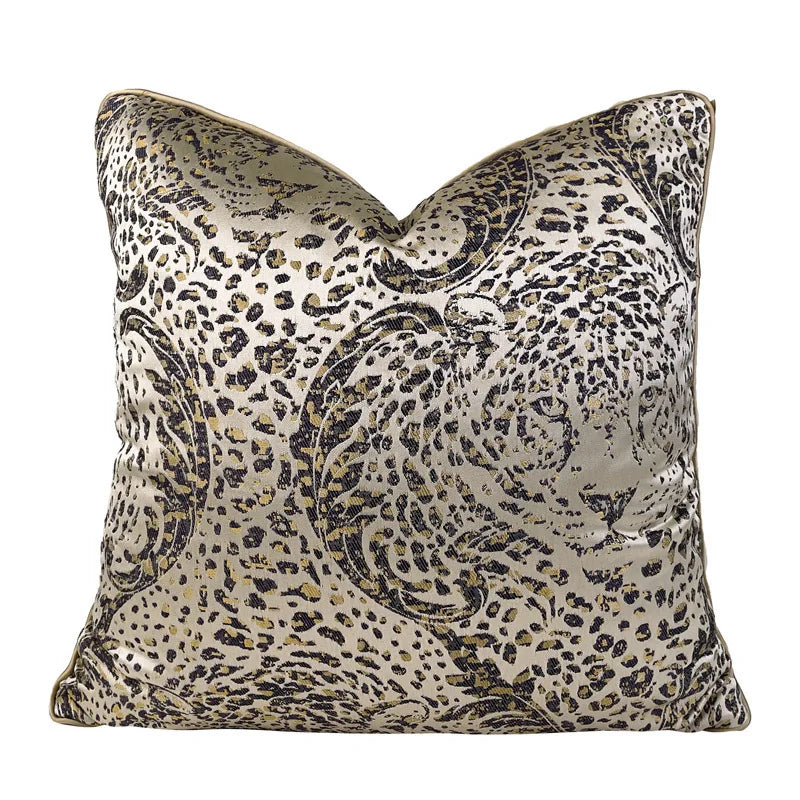 gold brown leopard cushion alternate detail and styling image