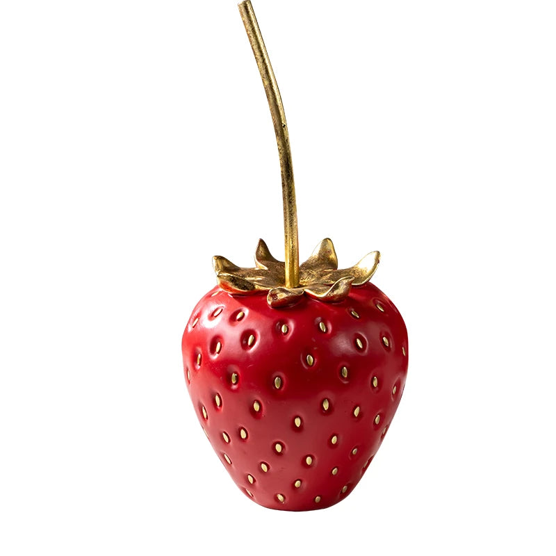 Gold strawberry resin sculpture fruit home decor