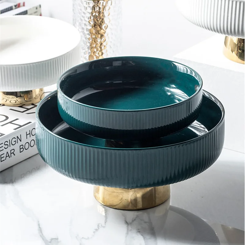 Green ceramic serving bowl decorative dining decor