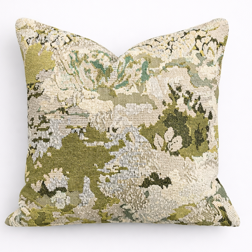Green Floral Jacquard Cushion Cover Woven main design
