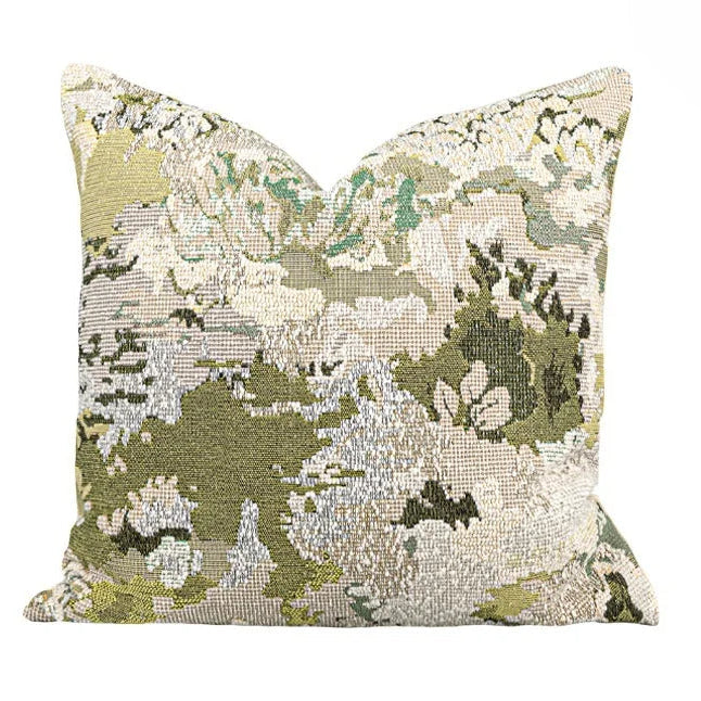 Decorative pillow with a floral pattern on a white background
