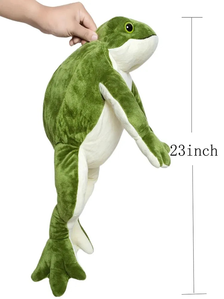 Green stuffed frog kids cuddle toy