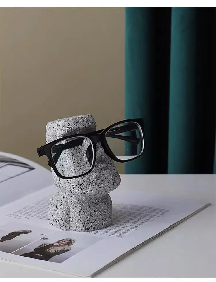 grey Moai eyeglass holder alternate detail and styling image