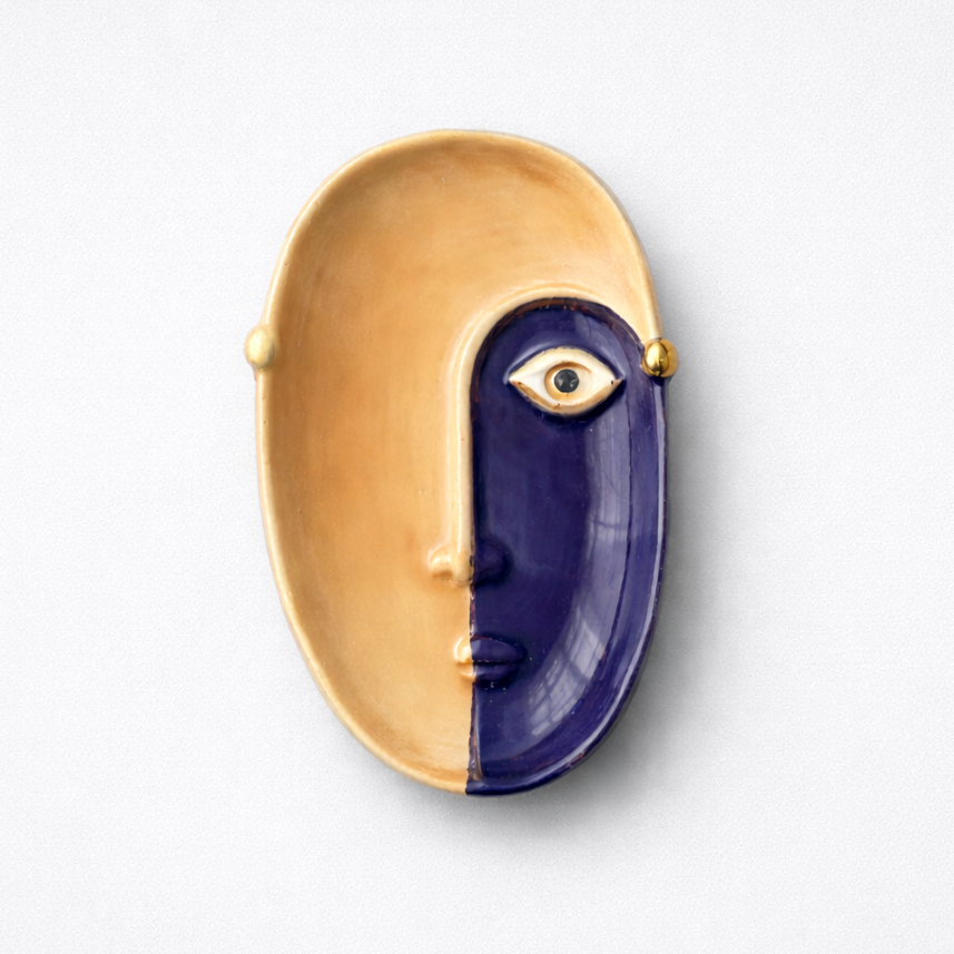 hand painted face ceramic plate main product image