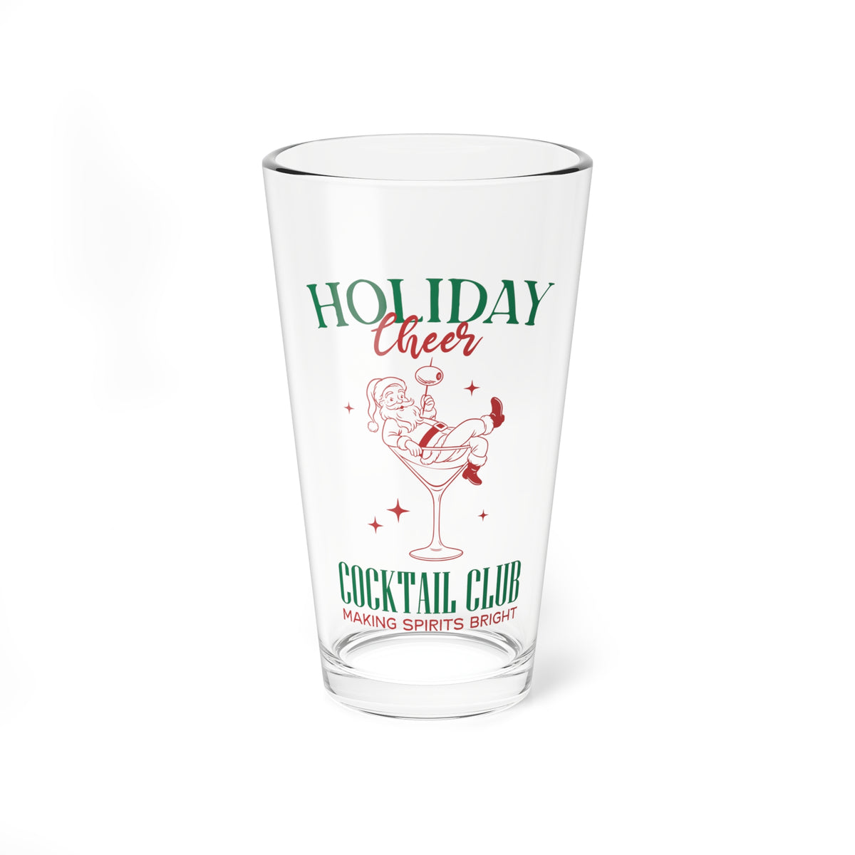 Holiday Cheer Mixing Glass Gift For Girlfriend Christmas Cocktail Tumbler Present For Coworker Retro