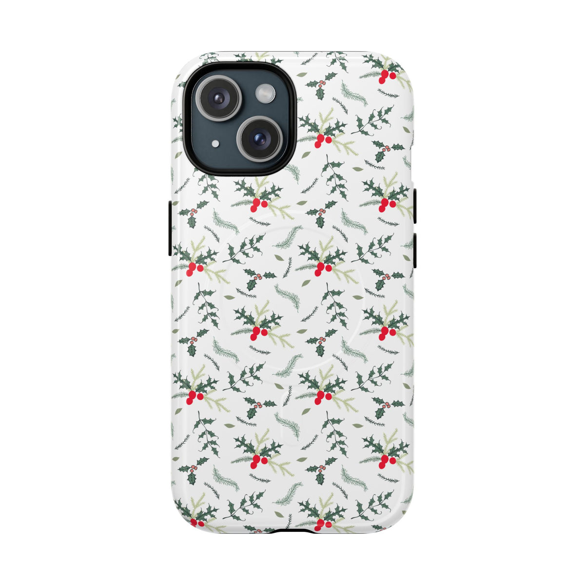 Holly Berry Christmas Phone Case Gift For Sister Magnetic iPhone Cover Winter Botanical Pattern Tough