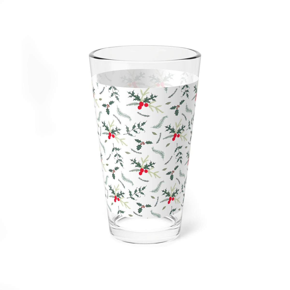 Holly Botanical Mixing Glass Gift For Couple Christmas Barware Present For Friends Evergreen Berry
