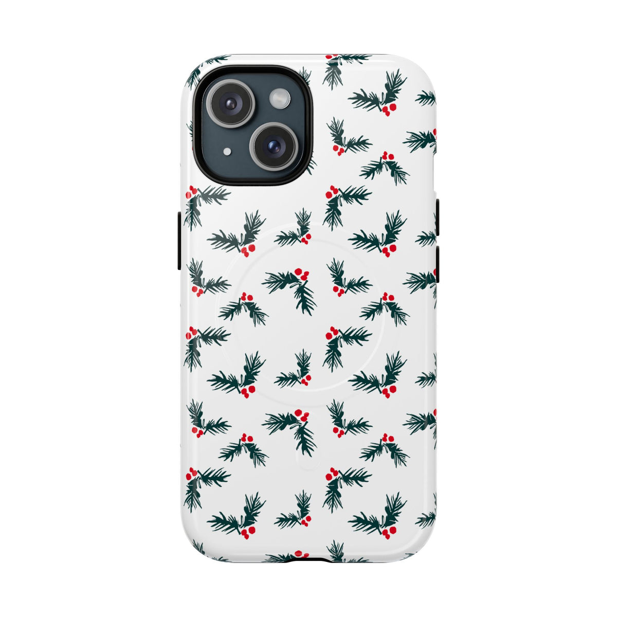Holly Christmas Phone Case Gift For Sister Magnetic iPhone Cover Holiday Evergreen Pattern Tough
