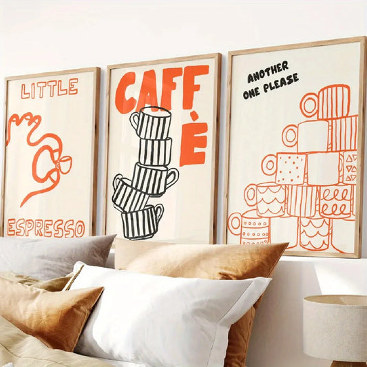Italian Coffee Wall Art Cotton Canvas Print Kitchen Decor