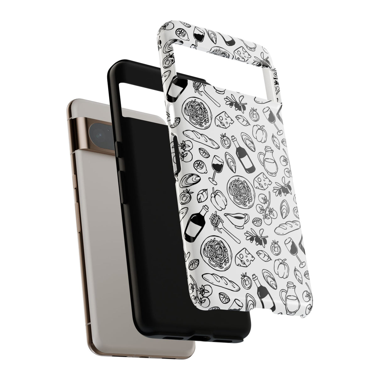 Italian Food Phone Case for Women Minimal Black White Cover Cute Pasta Lover Gift Chic European Style – product image 9