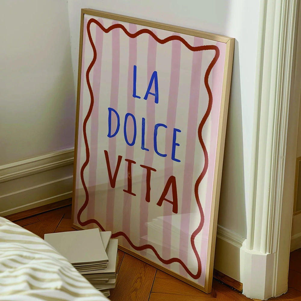 Italian Lifestyle Wall Art Pink Typography Print Bedroom Decor Italy product image 3