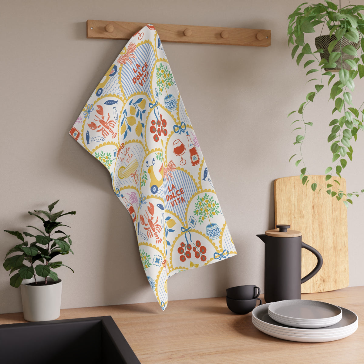 Italian Tea Towel For Mediterranean Kitchen Towel La Dolce Vita Decor Amalfi Coast Gift Housewarming – product image 6