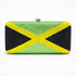 Clutch bag with the design of the Jamaican flag on a white background