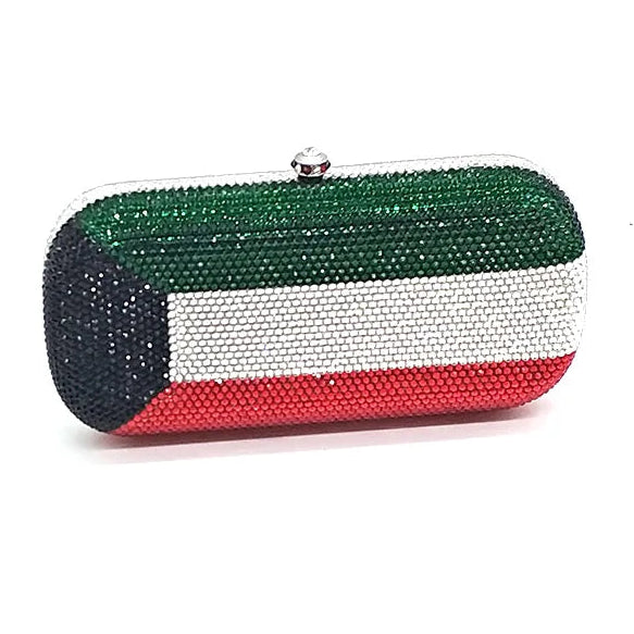 Clutch bag with Kuwaiti flag design on a white background