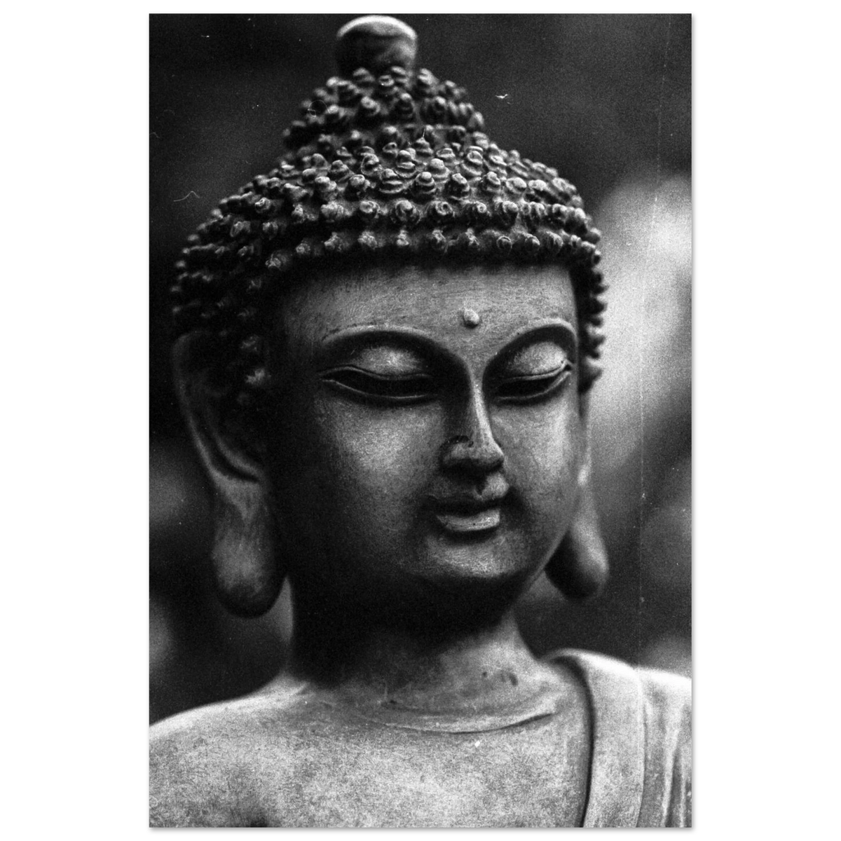 Buddha Wall Art Black White Meditation Photography Foam Board Print Zen Spiritual Decor Mindfulness