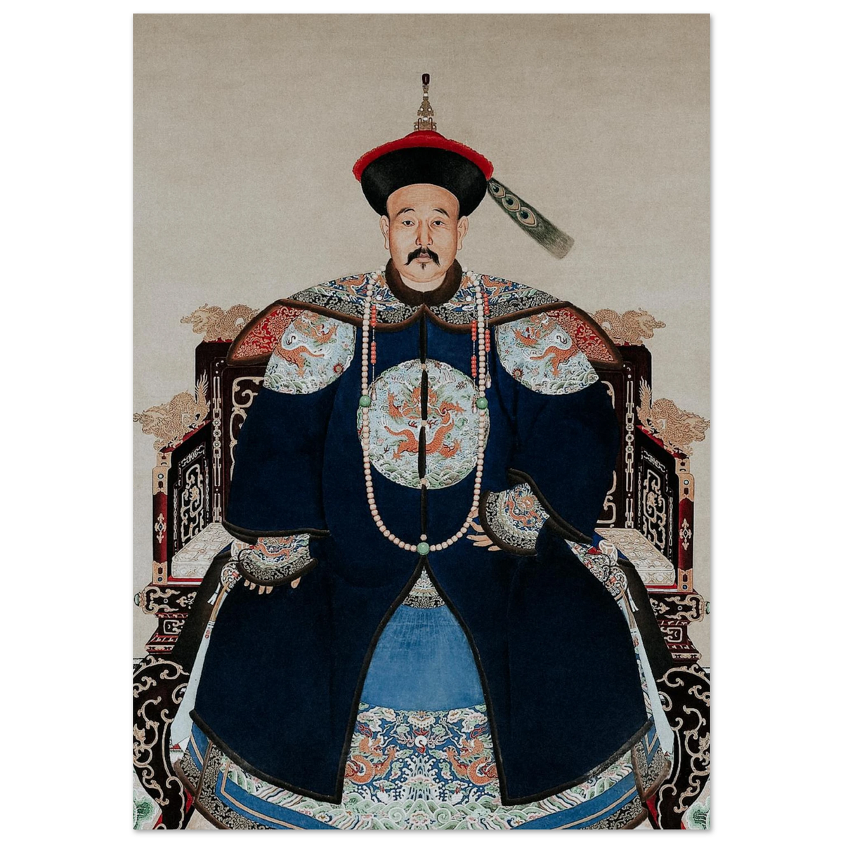 Chinese Imperial Portrait Wall Art Historic Asian Artwork Poster Print For Curated Home Interiors #PD_913