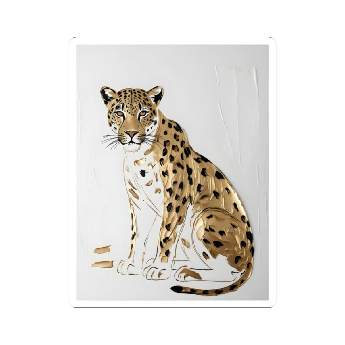 Sitting Leopard Kiss-Cut Stickers | Leopard Illustration Sticker Golden Jaguar Decal African Stickers – product image 4