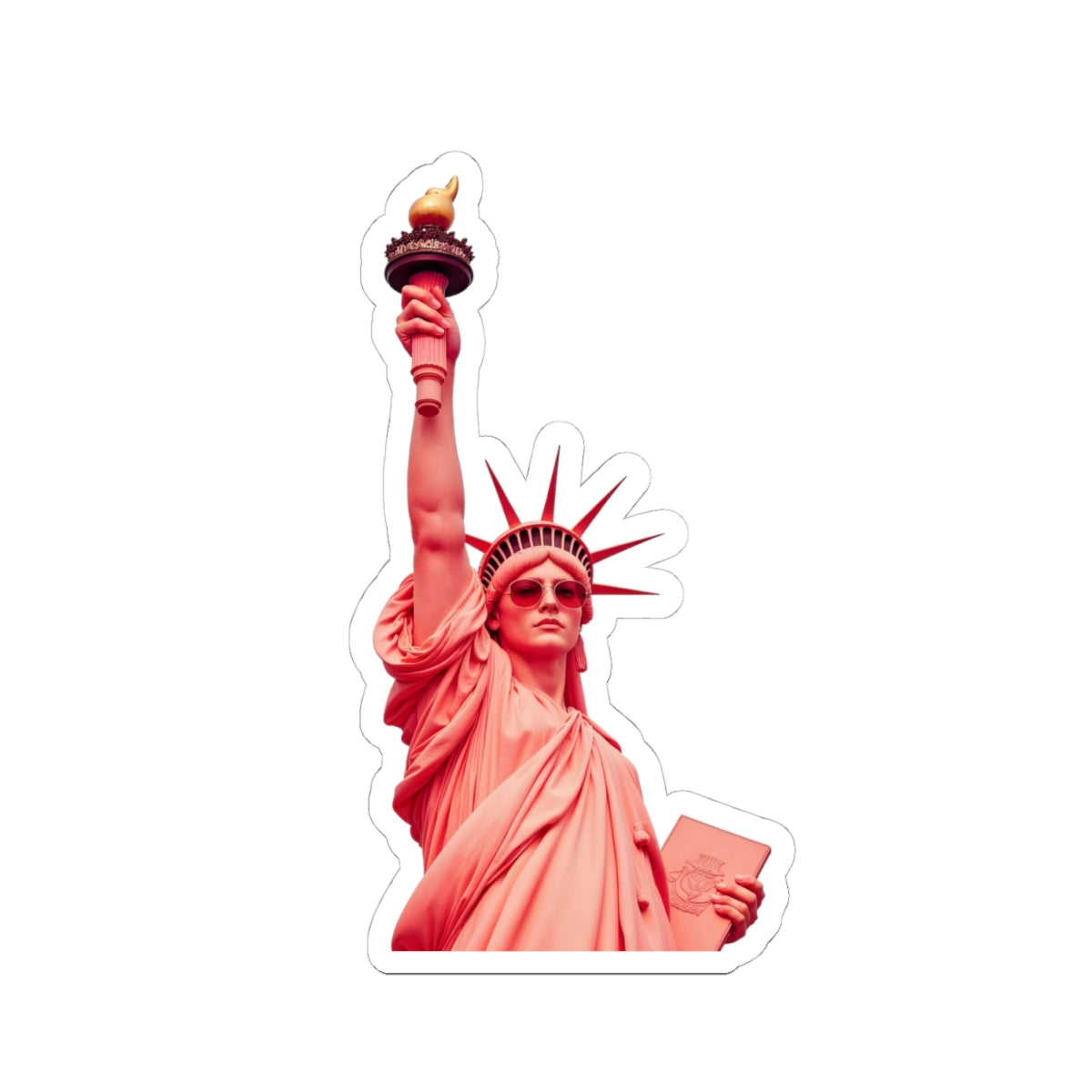Coral Statue of Liberty Kiss-Cut Stickers | Patriotic Landmark Vinyl Sticker – product image 2