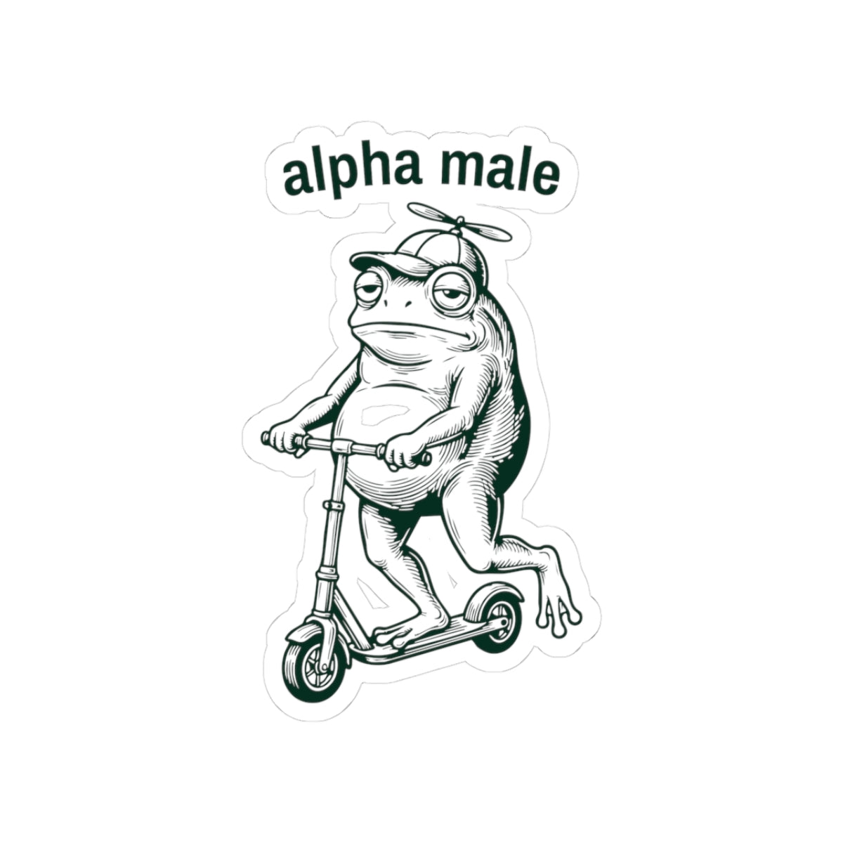 Funny Frog Sticker Gift For Dad Alpha Male Meme Decal Gift For Male Friend Cute Frog on Scooter