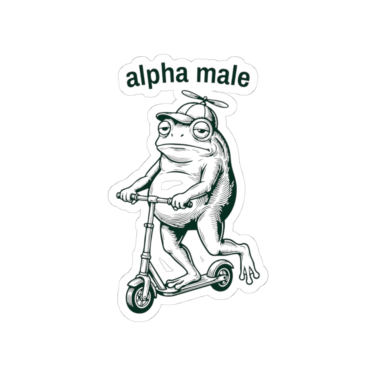 Funny Frog Sticker Gift For Dad Alpha Male Meme Decal Gift For Male Friend Cute Frog on Scooter – product image 2