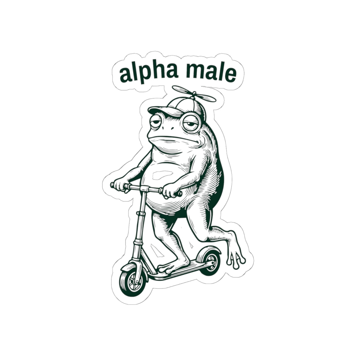Funny Frog Sticker Gift For Dad Alpha Male Meme Decal Gift For Male Friend Cute Frog on Scooter – product image 3