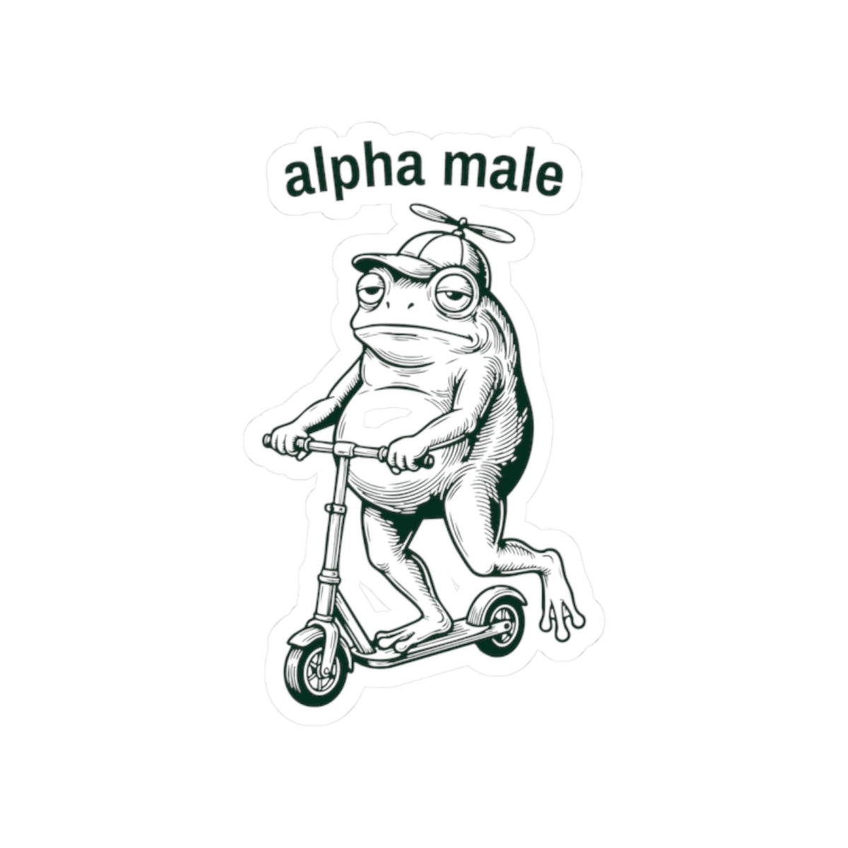 Funny Frog Sticker Gift For Dad Alpha Male Meme Decal Gift For Male Friend Cute Frog on Scooter – product image 4
