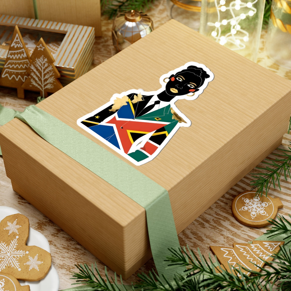 Gold Foil Afrocentric South African Woman Kiss-Cut Stickers Black Woman Art, Melanin Pride Decal, – product image 10