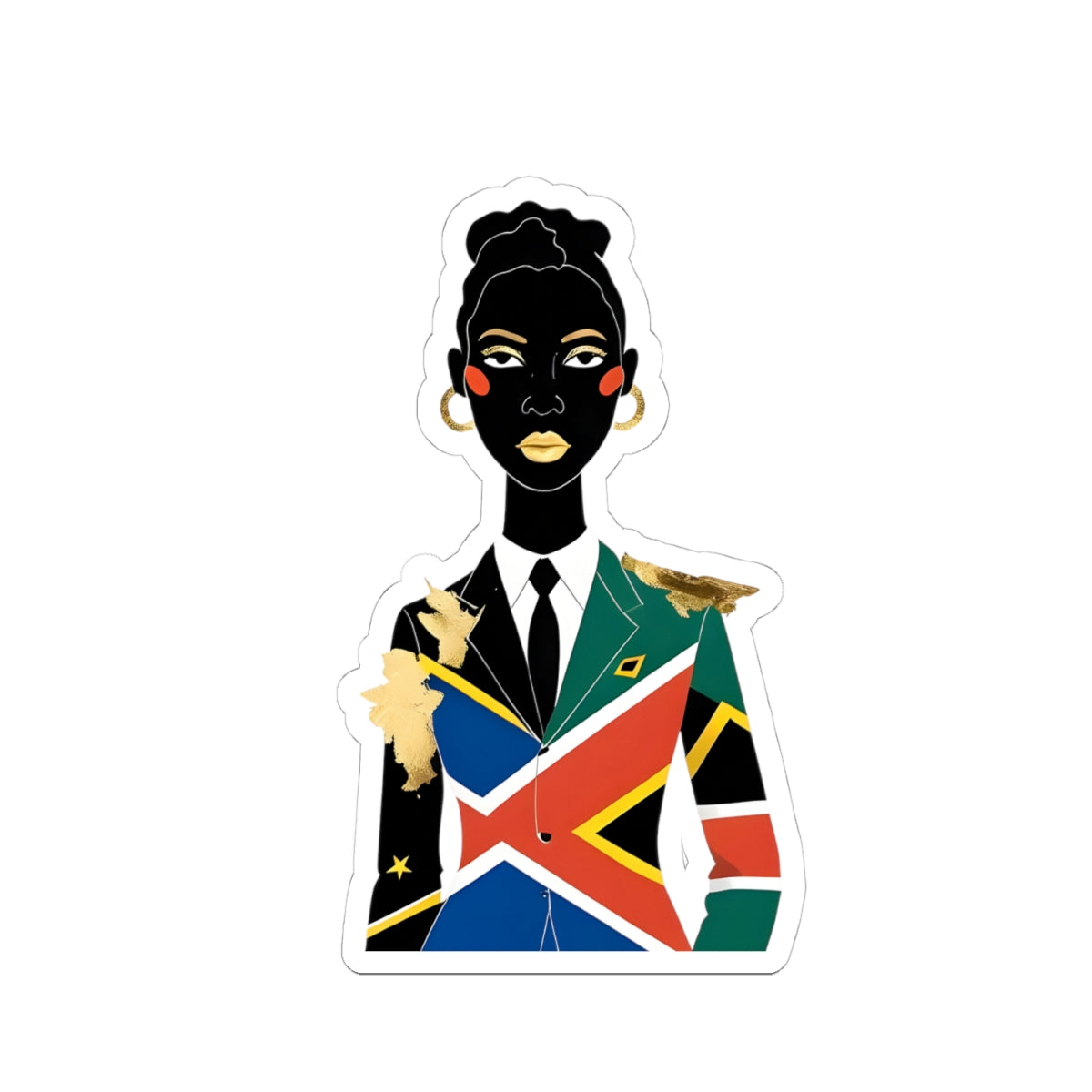 Gold Foil Afrocentric South African Woman Kiss-Cut Stickers Black Woman Art, Melanin Pride Decal, – product image 2
