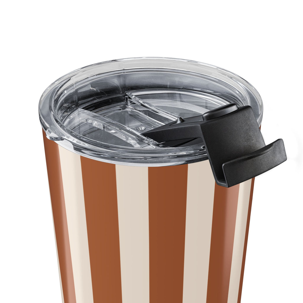 Striped Tumbler Gift For Coffee Lover Brown Travel Cup Office Drinkware Present Retro Mug Commuter – product image 3