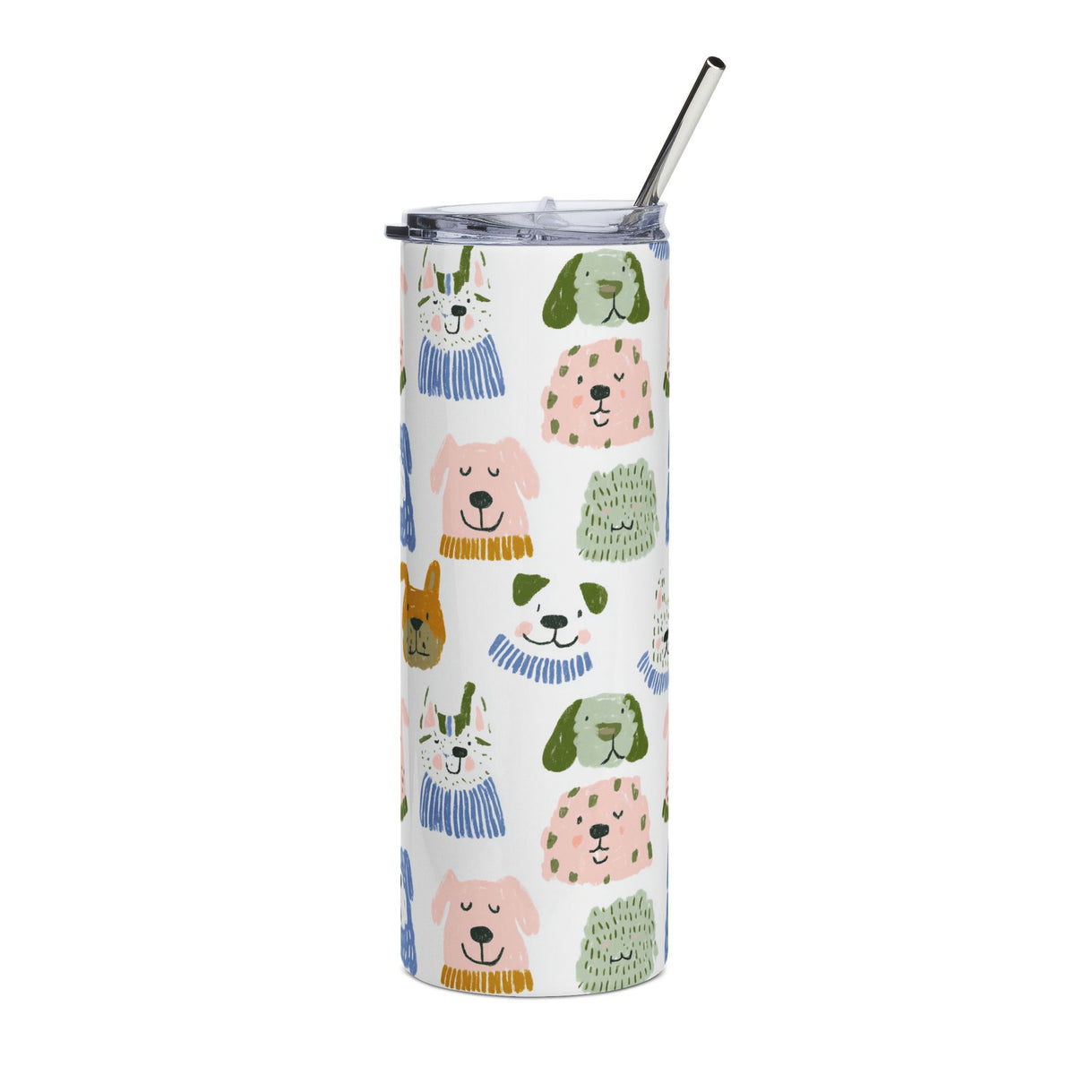 Dog Tumbler For Dog Mom Drinking Cup Watercolor Dogs Flask For Pet Lovers, 20oz Tumbler For Dog