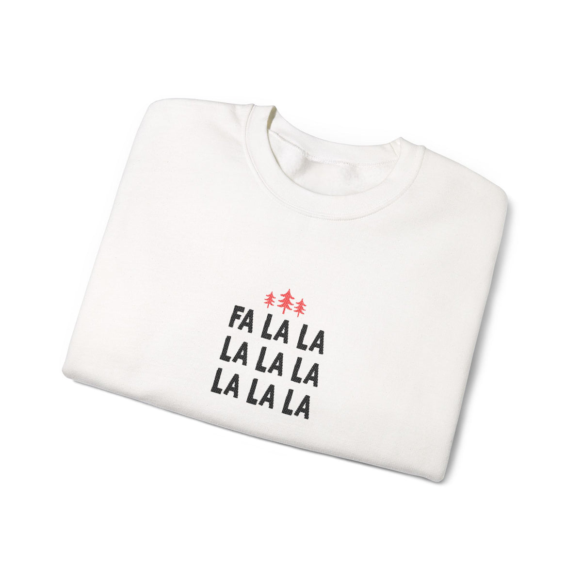 Embroidered Fa La La Sweatshirt Minimalist Holiday Pullover Cozy Neutral Crewneck Aesthetic Christmas