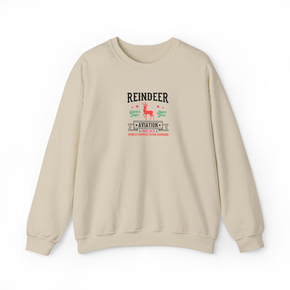 Vintage Reindeer Sweatshirt Retro Christmas Crewneck Embroidered Holiday Pullover North Pole Winter – product image 10
