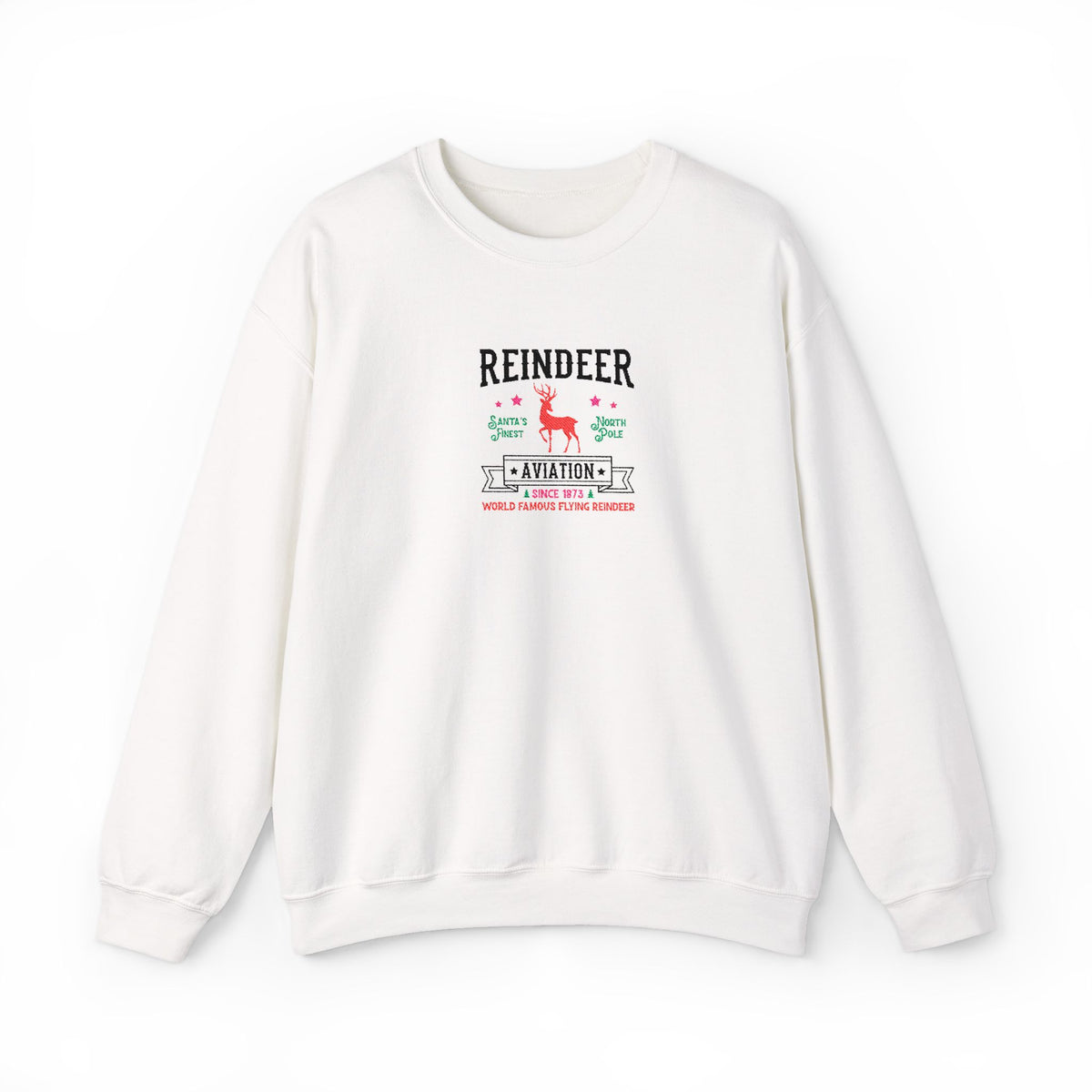 Vintage Reindeer Sweatshirt Retro Christmas Crewneck Embroidered Holiday Pullover North Pole Winter – product image 5