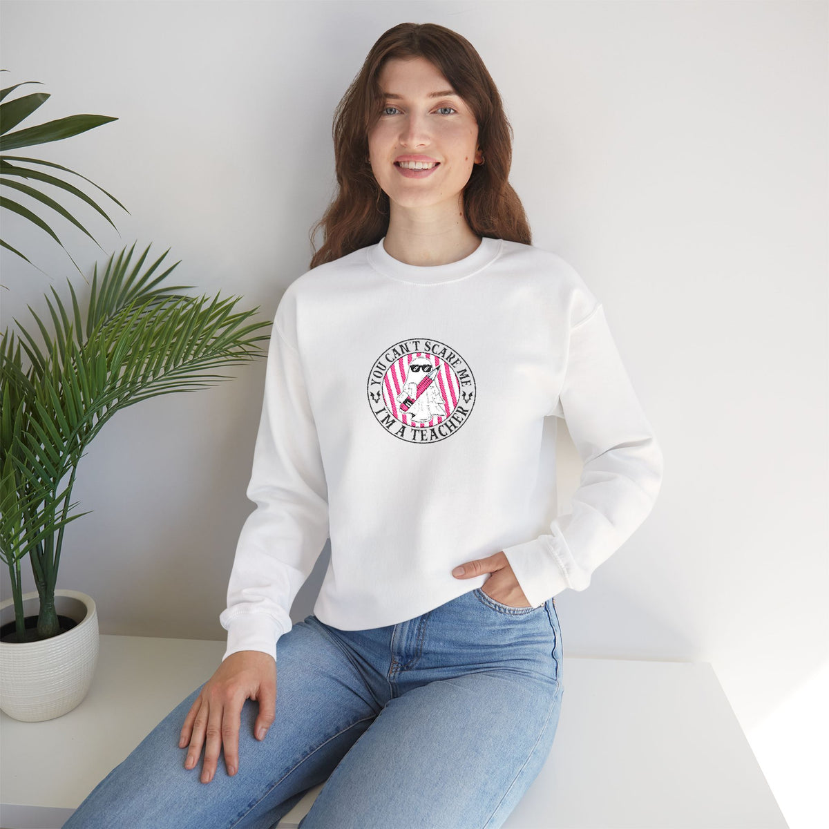 Ghost Sweater Teacher Crewneck Sweatshirt Teachers Funny Gift Back to School Top Long Sleeve Spooky – product image 5