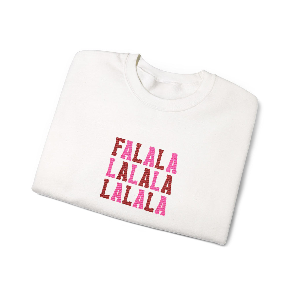 Embroidered Fa La La Sweatshirt Pink Holiday Pullover Caroling Crewneck Festive Music Lover Top Cute